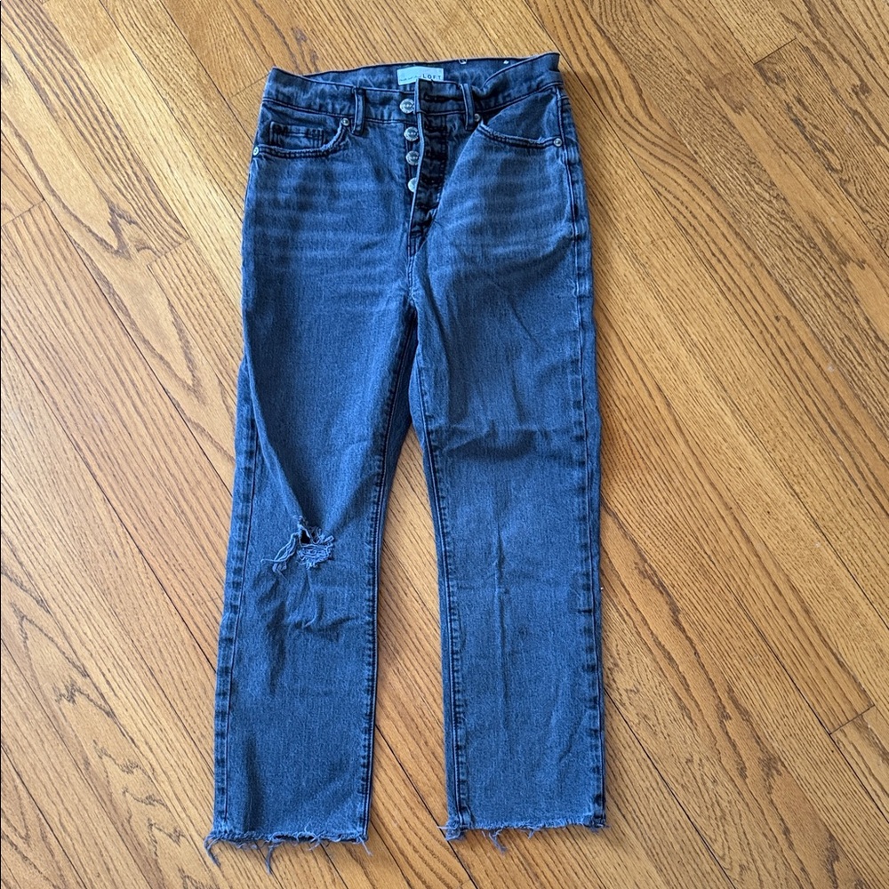 Black High Waist Straight Crop Leg Women's Jeans